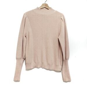 WHBM | Metallic Sparkle Mock Turtleneck Balloon Sleeve Sweater